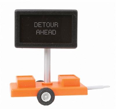 Miniatronics 8550401 O Scale Mobile Highway Sign w/3v DC Transformer -- Detour Ahead