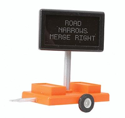 Miniatronics 8550501 O Scale Mobile Highway Sign w/3v DC Transformer -- Road Narrows Merge Right