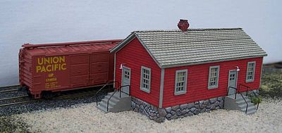 Motrak Models 13000 N Scale Danielson Building w/Stone Foundation -- Laser-Cut Wood & Hydrocal Kit - 3-1/8 x 1-9/16" 7.9 x 4cm