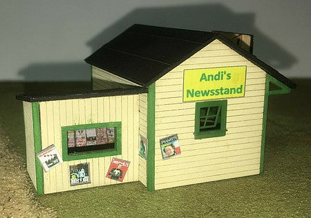 Motrak Models 13004 N Scale Andi's Sandwich Shop and Newsstand -- Laser-Cut Wood Kit - 1-3/4 x 1-1/4" 4.5 x 3.2cm