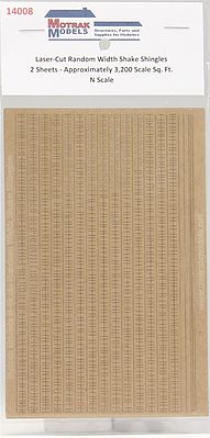 Motrak Models 14008 N Scale Random Width Shake Shingles -- pkg(2)