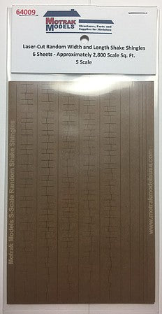 Motrak Models 64009 S Scale Random Width & Length Shake Shingles -- pkg(6)