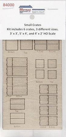 Motrak Models 84000 HO Scale Crates - Laser-Cut Wood Kit -- pkg(6)