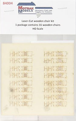 Motrak Models 84004 HO Scale Chairs - Laser-Cut Wood Kit pkg(16)