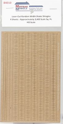 Motrak Models 84010 HO Scale Random Width Shake Shingles -- pkg(4)