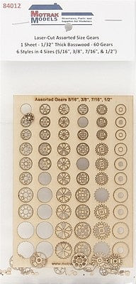 Motrak Models 84012 HO Scale Gears -- 1/32" Thin Assorted Sizes