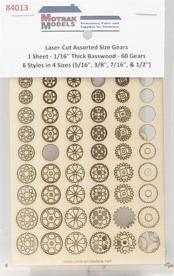 Motrak Models 84013 HO Scale Gears -- 1/16" Thick Assorted Sizes