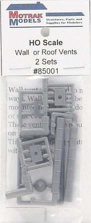 Motrak Models 85001 HO Scale Wall/Roof Vents - Kit -- pkg(2)