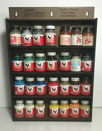 Motrak Models 85026 All Scale Medium Floquil Paint Rack - Laser-Cut Masonite Kit -- Holds 28 Bottles 10-3/4 x 2 x 15"