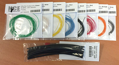 NCE Corporation 242 All Scale Locomotive Wiring Kit -- 10' Each of 8 Colors & Heat-Shrink Tubing