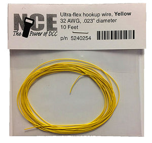 NCE Corporation 254 All Scale Ultraflex Hook-Up 32AWG .023 Diameter Wire -- Yellow 10' 3.05m