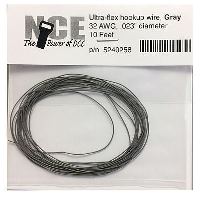 NCE Corporation 258 All Scale Ultraflex Hook-Up 32AWG .023 Diameter Wire -- Gray 10' 3.05m