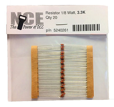 NCE Corporation 261 All Scale 3300 Ohm Resistor -- 1/8 Watt pkg(20)