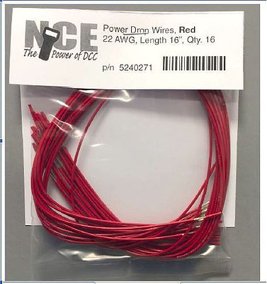 NCE Corporation 271 All Scale Power Drop 22AWG Wire Feeders -- Black 16" 40.6cm pkg(16)