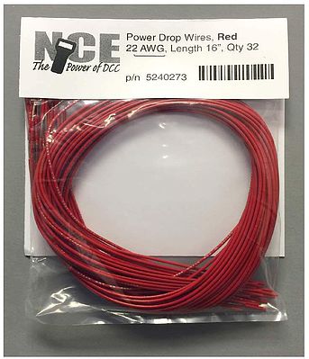 NCE Corporation 273 All Scale Power Drop 22AWG Wire Feeders -- Black 16" 40.6cm pkg(32)