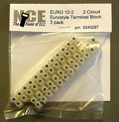 NCE Corporation 297 All Scale 12-Circuit Eurostyle Terminal Strips -- For 14-24 AWG Wire pkg(2)