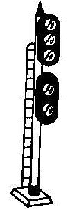 NJ International 1038 HO Scale D-Type LED Signal -- 3-Light, Bi-Directional with Snow Hoods