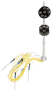 NJ International 1047 HO Scale Dual-Head PRR-Style Position Light LED Signal - Assembled (Brass) -- With Clipped Lower Background