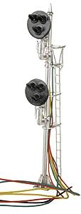 NJ International 1054 HO Scale G-Type Signal -- Double-Head 3-Light w/LEDs