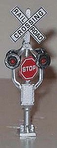 NJ International 1096 HO Scale Grizwold Crossing Signal w/LEDs & Rotating Stop Sign -- Includes Vertical Rod & Bell Crank (Unpowered)