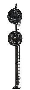 NJ International 1149 HO Scale Amtrak Northeast Corridor Color ex-PRR Color Position Light LED Signal -- Single Mast, 2 Heads