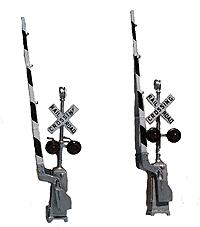 NJ International 1161 HO Scale Crossing Gate Signals - Assembled -- Crossbuck w/"A" Type Gate (black, white) & 2 Working LEDs (On One Side Only)