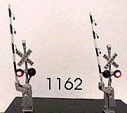 NJ International 1162 HO Scale Crossing Gate Signals - Assembled -- Crossbuck w/Bar Type Gate (red, white) & 2 Working LEDs (On One Side Only)