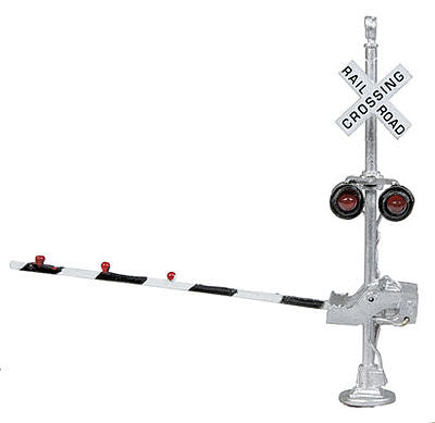 NJ International 1169 HO Scale Pedestal-Type Crossing Gate Signals - Assembled -- Right & Left Drop Set (Pre-1970s black & white Arm)