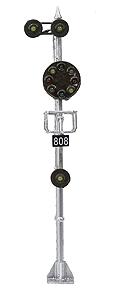 NJ International 1214 HO Scale B&O Color Position Light Signal (All Brass w/LEDs) -- Full Disc w/8 Lights, Double Top & Single Lower Markers