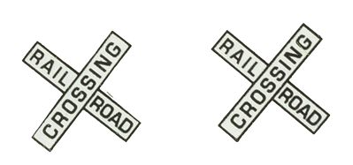 NJ International 1261 HO Scale Railroad Crossing Crossbucks Only (No Mast) -- Painted Brass (white, black) pkg(2)