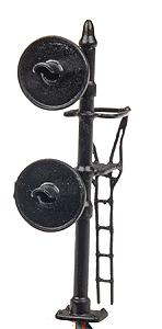NJ International 1303 HO Scale Signal Mast w/Two Target Heads for Signal Bridges/Other Structures - Assembled -- Black