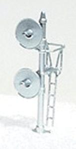 NJ International 1304 HO Scale Signal Mast w/Two Target Heads for Signal Bridges/Other Structures - Assembled -- Silver