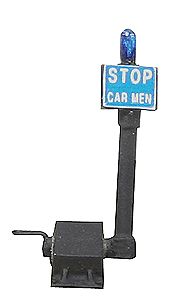 NJ International 1309 HO Scale Flashing Pop-Up (Powered) Blue Flag -- Sign Reads: Stop Car Men