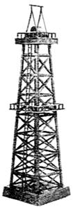 NJ International 1970 HO Scale Oil Derrick (Plastic Kit) -- 2 x 2 x 6-3/4" (5.0 x 5.0 x 17.1cm)