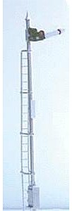 NJ International 2001 N Scale Semaphore - Upper Quadrant 3 Light Type -- Relay Cabinet Base w/Pointed Blade (white, red)