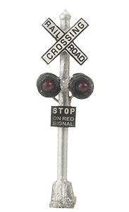 NJ International 2095 N Scale Grade Crossing Signals -- Crossbucks w/LEDs Facing Both Directions 1 Pair