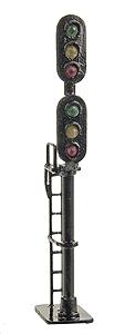 NJ International 2133 N Scale Multi Head D Type Signal (All Brass w/LEDs) -- 3 Over 3 (black)
