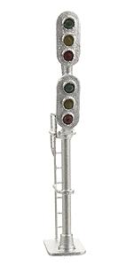 NJ International 2134 N Scale Multi Head D Type Signal (All Brass w/LEDs) -- 3 Over 3 (silver)