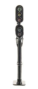 NJ International 2138 N Scale Multi Head D Type Signal (All Brass w/LEDs) -- 3 Over 2 (black)