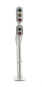 NJ International 2139 N Scale Multi Head D Type Signal (All Brass w/LEDs) -- 3 Over 2 (silver)