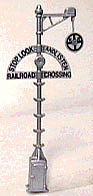 NJ International 2180 N Scale Grade Crossing Signals -- Wig-Wag w/Stop, Look & Listen Sign (Not Motorized, Brass)