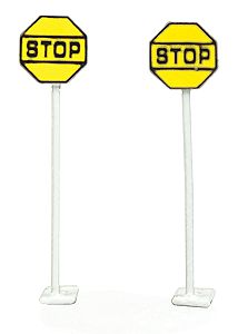NJ International 2250 N Scale Railroad Stop Sign -- Painted Brass (yellow, black) pkg(2)