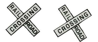 NJ International 2261 N Scale Railroad Crossing Crossbucks Only (No Mast) -- Painted Brass (white, black) pkg(2)