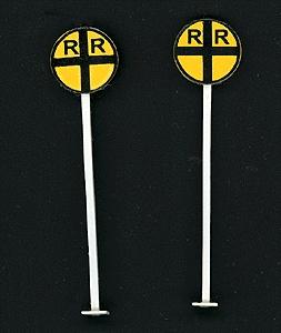 NJ International 3240 O Scale Highway Signs (Brass; pkg(2) -- Railroad Crossing - Round Type