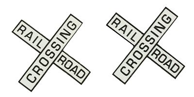 NJ International 3261 O Scale Railroad Crossing Crossbucks Only (No Mast) -- Painted Brass (white, black) pkg(2)