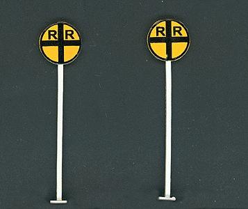 NJ International 4240 S Scale Highway Signs (Brass; pkg(2) -- Railroad Crossing - Round Type