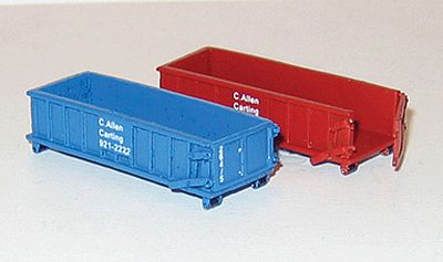 NJ International 6623 N Scale 20-Yard Roll-Off Sled Garbage Bin -- C. Allen Carting (1 Each red, blue)