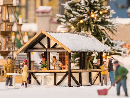 Noch 14393 HO Scale Christmas Market Mulled Wine Stand -- Laser-Cut Wood Kit
