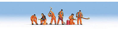 Noch 15276 HO Scale Railroad Track Workers -- Orange Uniforms pkg(6)