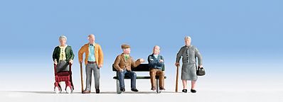 Noch 15551 HO Scale Senior Citizens -- With Accessories pkg(5)